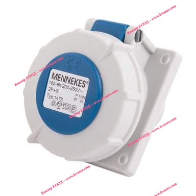 Контакт за панелен монтаж 2P+T (немски) 16A-6h/200-250V AC IP 67 MENNEKES 1475