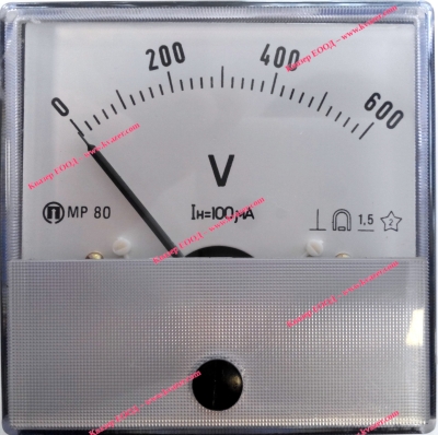 ВОЛТМЕТЪР МР80 0-600VDC АНАЛОГОВ ПАНЕЛЕН 80X80MM