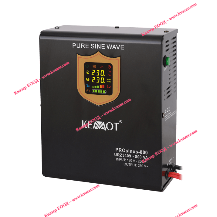 UPS инвертор KEMOT, стабилизатор, резервно захранване, 800VA/500W чиста ...