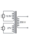 трансформатор ЕДНОФАЗЕН  220v 50-60hz  1X12.8V 1X27V