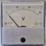 Волтметър 0-60V DC аналогов панелен 80x80mm