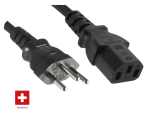 Захранващ кабел с швейцарски щепсел IEC 60906-1 (Type N) и IEC C13