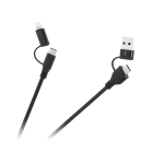 Кабел USB A/C (мъжко) - USB USB C/lightning (мъжко) (2+2) 1m 