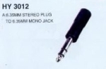 ПРЕХОДНИК  6.35mm стерео жак към  6.35mm моно жак