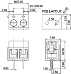 PCB КЛЕМА 2-КА /JT-021/ 306-5.0-02P-2