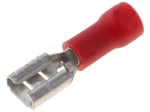 ST-003/R Кабелен накрайник за кримпване, ножовиден женски изолиран 4,8x0,8mm червен