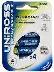 Акумулаторни батерии UNIROSS R06 AA 1.2V 2500mAh NiMH 4бр.