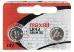 Бутонна микроалкална батерия 186/301/386/AG12/LR43 1.5V MAXELL 2бр.