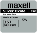 Бутонна батерия сребърна SR1154 157/ 303/ 357/ AG13/ SR44 SW 1.55V MAXELL
