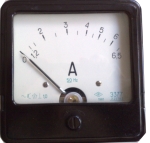 Амперметър 0-6,5VAC 50Hz Э377 аналогов панелен 120x120mm