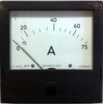 Амперметър  Э365-1 0-75VAC  аналогов  панелен 120x120mm
