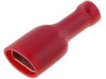 ST-010/R плосък кабелен накрайник за кримване, 6,3mm, 0,8mm, женски, 0.5-1mm2, изолиран, червен
