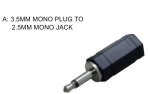 Преходник 3.5mm мъжки моно жак - 2.5mm женски моно жак