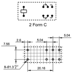 Реле HF115F 12V, DPDT
