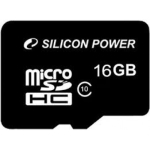 micro SD Card (SDHC) 16GB class 10 с SD адаптер Silicon Power