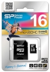 micro SD Card (SDHC) 16GB class 10 с SD адаптер Silicon Power