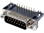 КУПЛУНГ D-SUB 15 PIN МЪЖКИ, мъжки, ъглови 90°, THT, стандарт 9,4mm
