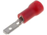 ST-036/R Кабелен накрайник плосък 2.8mm, 0.5mm, мъжки, 0.5-1кв.мм., изолиран червен
