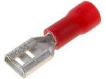 ST-004/R Кабелен накрайник плосък 4.8mm, 0.5mm, женски 0.5-1кв.мм., изолиран червен