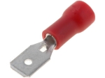 ST-031/R Кабелен накрайник плосък 4.8mm, 0.5mm, мъжки 0.5-1кв.мм., изолиран червен