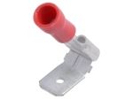 ST-020/R Кабелен накрайник плосък 6.3mm, 0.8mm, женски/мъжки 0.5-1.5кв.мм., изолиран червен