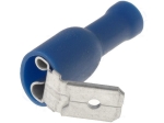 ST-021/B Кабелен накрайник плосък 6.3mm, 0.8mm, женски/мъжки 1.5-2.5кв.мм., изолиран син