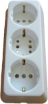 Разклонител шуко 3 гнезда без кабел - бял/български 10A/250V