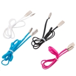 Кабел USB 2.0 A - Micro USB B, силиконов, лентов, метални конектори, високоскоростен, цветен, 1м