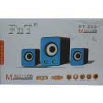 Компютърни колонки FT-202, 2x3W + 5W, USB, Черен-Син