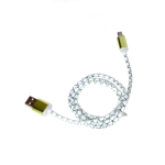 Кабел USB - micro USB , силиконов, зелен, светещи синьо конектори, 1m