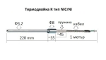 К тип NiCrNi Ф3.2х0220mm+1m кабел термодвойка мантел 1100 ºC