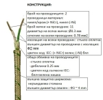 K тип NiCr-Ni 0.78 mm2 КАБЕЛ удължителен, компенсационен