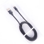Кабел за iPhone5/ iPhone6/ iPhone7, текстилен, метални конектори, черен, 1.2м