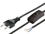 Захранващ кабел с ключ, H03VVH2-F 0.75кв.мм 1.5м с евро щесел 250V/2.5A