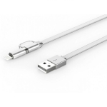 Кабел за данни, LDNIO LC84, 2 в 1, Micro USB + Lightning (iPhone 5/6/7/SE), 1.0m, С оплетка, Бял