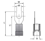 Кабелна обувка вилка M5, 0.5-1.5mm, изолирана, червена
