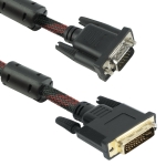 Кабел DVI-I DUAL LINK - VGA 3м с ферит и оплетка