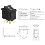КЛЮЧ MRS-203A 6A 250VAC 6P Вкл-Изкл-Вкл