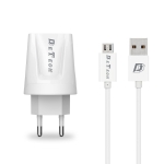 Мрежово зарядно устройство, DeTech, DE-01M, 5V/2.1A, 220V,2 x USB, С Micro USB кабел, 1.0m, Бяло