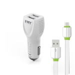 EMY MY-112 зарядно за кола 2хUSB 5V 2.4A, С Micro USB кабел, Бяло