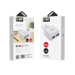 Мрежово зарядно устройство EMY MY-220 5V 2.4A, Универсално, 2 x USB, С кабел за iPhone 5/6/7, Бял