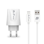 Мрежово зарядно устройство, DeTech, DE-01C, 5V/2.1A, 220V,2 x USB, С Type-C кабел, 1.0m, Бяло