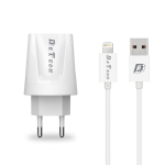 Мрежово зарядно устройство, DeTech, DE-01i, 5V/2.1A, 220V,1 x USB, С Lightning кабел, 1.0m, Бяло