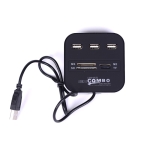 USB разклонител хъб 2.0 HUB USB, 3 порта, SD/micro SD/micro M2/MMC card четец, A1108