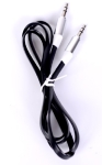 Аудио кабел Stereo Jack 3.5mm, метални конектори, лентов, силиконов, черен, 1 метър