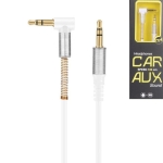 Аудио кабел Stereo Jack 3.5mm, 90 градуса, позлатени конектори, бял, 1 метър