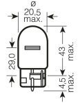 Автолампа OSRAM 7505 W21W 12V W3X16d 5xFS10
