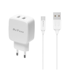 Мрежово зарядно устройство, DeTech, DE-33C, 5V/2.4A, 220V, 2 x USB, Type-C кабел , 1.0m