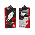 Мрежово зарядно устройство, EMY MY-221, 5V 2.1A, Универсално, 2 x USB, С кабел за iPhone 5/6/7