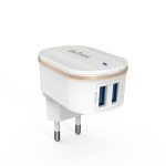 Мрежово зарядно устройство DeTech DE-15M, 5V/3.1A, 220V, 2 x USB, С Micro USB кабел, 1.0m